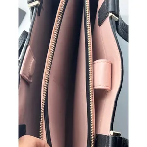 Kate Spade New York Black Leather Satchel Tote Bag Tassel Bow Medium Pink READ** thumbnail 12