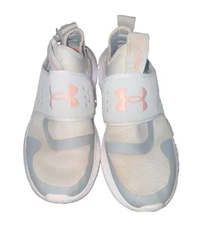 Under Armour Runplay Mod Grey/Pink Clay Low Top Mesh Hook & Loop Sneakers thumbnail 2