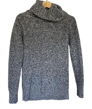 Abercrombie &‎ Fitch black white knit turtleneck sweater women's size large thumbnail 1