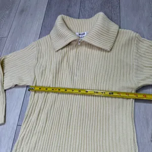 Missguided cream quarter zip long sleeve sweater knit midi dress size 4 tall‎ thumbnail 4