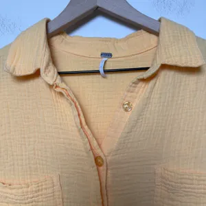 YFB Young Fabulous & Broke Women 100% Cotton‎ Shirt XS Yellow Gauze Button Down thumbnail 2