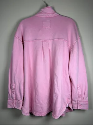 Aerie Lumber Jane Pink Terry Cloth Cotton Button Up Shacket - Size S thumbnail 4