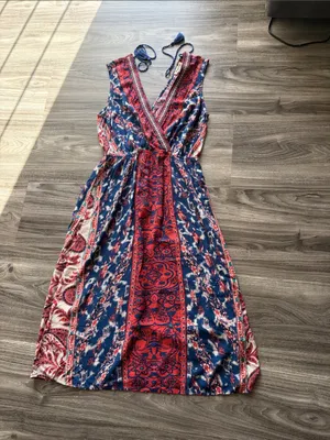 Flying Tomato Red and Blue Mixed Print Dress Medium thumbnail 6