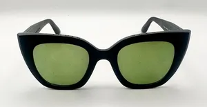 Toms Traveler Collection Sydney Matte Black Cat Eye Green Lenses Sunglasses thumbnail 1
