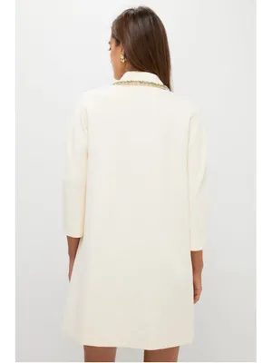 New Tuckernuck Winter White Embellished Nicola Dress Large Boxy Formal Classic thumbnail 5