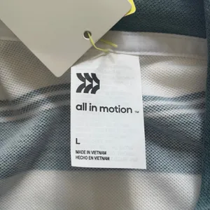 All In Motion Womens Striped Polo Tee Teal White Moisture Wicking‎ Size Large thumbnail 6