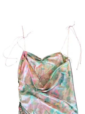 For Love & Lemons Women’s Call Me Tie Dye Silky Ruched Midi Slip Dress Size L thumbnail 7