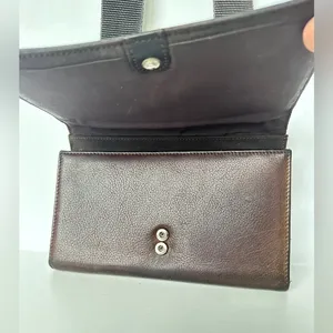 Fossil Brown Genuine Leather Wallet Crossbody Bag Organizer thumbnail 5