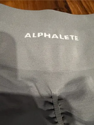Alphalete Women's Light Gray Seamless Biker Shorts with Ruched Back thumbnail 2