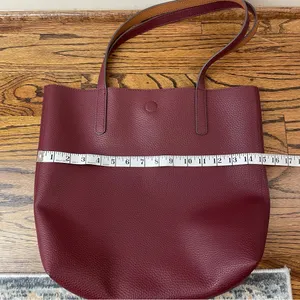 Maroon/Brown Faux Leather Bag thumbnail 4