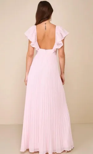 Lulus Ideal Occasion Pink Pleated Flutter Sleeve Maxi Dress thumbnail 2