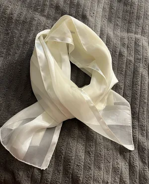 Sheer Striped Scarf White thumbnail 1