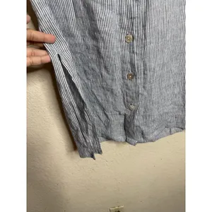 St. Tropez 100% Linen Striped Button Front Midi Skirt size M Coastal Utility thumbnail 4