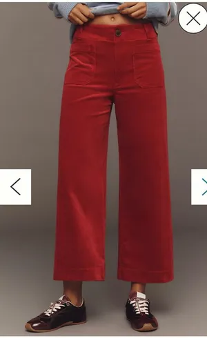 red Nwot rare Colette Corduroy Crop Wide-Leg Pants Maeve $118 spring casual thumbnail 1