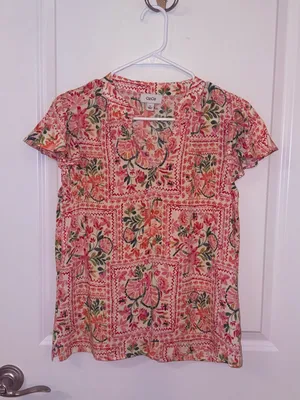 CeCe Pink Floral Strapless Peplum Top XS Cottagecore thumbnail 2
