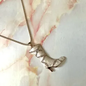 Betsey Johnson enamel rhinestone boot pendant necklace thumbnail 7