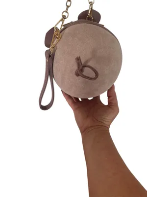 Pink Mauve PU Suede Pig Shoulder Wrist Hand Bag Cosmetic Handbag Purse thumbnail 5