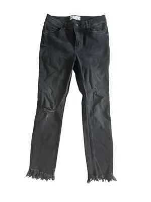 FREE PEOPLE Black Frayed Cigarette Ankle Jeans Size 27 thumbnail 2