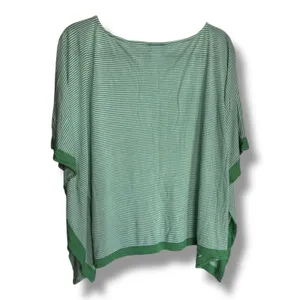 Talbots Womens Green White Striped‎ Knit Poncho L/XL thumbnail 7