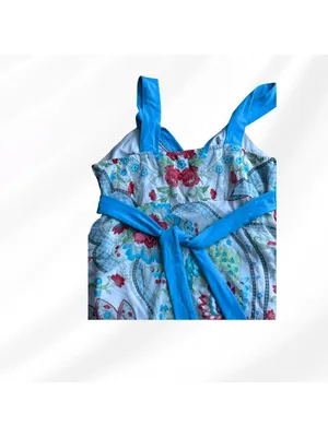 No Boundaries Y2K Baby Blue Babydoll Chiffon Tankini Top Medium Paisley Tie Back 2000s Fairy thumbnail 4