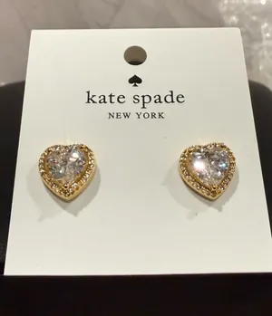 kate spade |♠️| Gold Plated & Crystal Heart Halo Stud Earrings | Small thumbnail 1