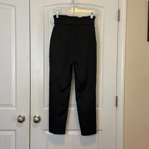 Lulus Black Paperbag Waist Tapered Pants High Rise Tie Waist Trousers Small thumbnail 3