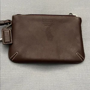Coach Dark Brown Leather Wristlet used good condition thumbnail 3