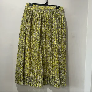 Who What Wear Maxi Skirt Women Size 6 Floral Pleated‎ Layered Yellow Black White thumbnail 3
