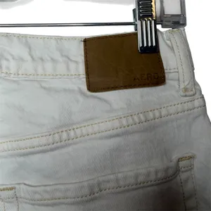 Aeropostale High Rise Baggy White Cream Jeans Sz 4R Casual Minimalist Old‎ Money thumbnail 7