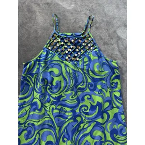 Lilly Pulitzer Reecy Canopy Green I'm No Angel Strappy Embellished Dress Sz M thumbnail 2