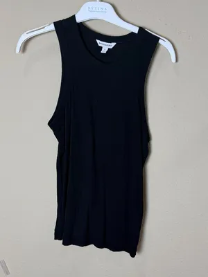 Banana Republic Cotton Knit Super Soft Black Tank Top Size Small thumbnail 7