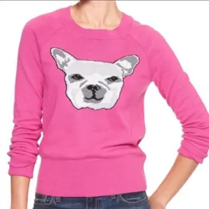 Gap Size Medium Pink English Bulldog Crewneck Cotton Crewneck‎ Sweater thumbnail 1