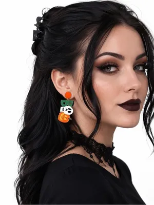 NWT Pumpkin Ghost Death Skeleton Skull Frankenstein Halloween Boo Stud Earrings thumbnail 4