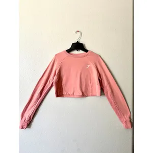 Gymshark Salmon Pink Cropped Sweatshirt Small Athleisure Workout Pullover thumbnail 2