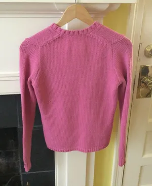 Gap Vintage Y2K Chunky V-Neck Sweater Pink - Sz Small thumbnail 2