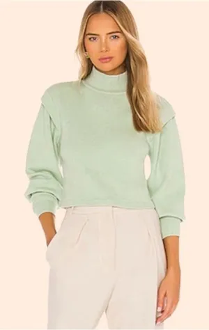 Jonathan Simkhai Structured Shoulder Pistachio Green Sweater Medium thumbnail 1