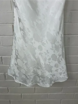 Lulus Close To Your Heart White Satin Jacquard Cowl Slip Mini Dress Size XS thumbnail 4