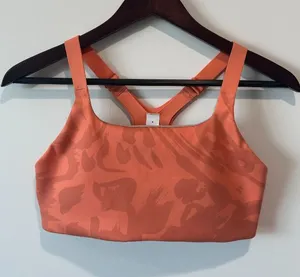 Lululemon Ultralu Square Neck Medium Support Sports Bra Orange Size 8 thumbnail 1