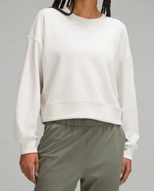 Lululemon Softstreme Oversized Cropped Crew in White Size 10 thumbnail 1