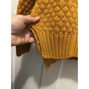 Love Hanna Pointelle Knit Sweater Women’s Size Small Mustard Yellow Gorp Nature thumbnail 3