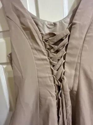Wedding Dress Taupe/Silver& pearl Beaded Formal Gown Dress size 12 thumbnail 12