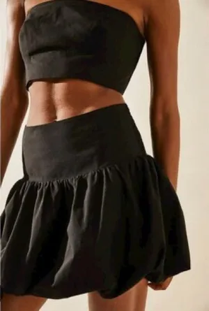 Free People Black Lula Bubble Skirt & Tube Top Set Size M thumbnail 1