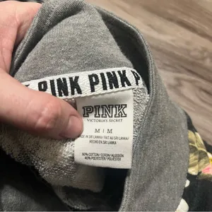 PINK Victoria’s Secret Grey Floral Pull Over Sweater; Medium thumbnail 3