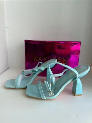 KAYLEEN By Los Angeles Pastel Blue Strappy Block Heel Sandals thumbnail 5