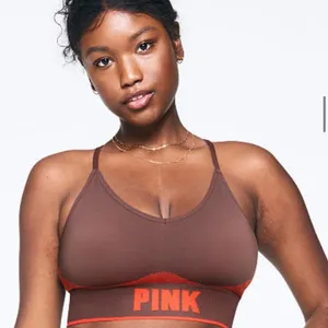 Victoria's Secret PINK Brown Orange Seamless Lightly Lined Sports bra Medium thumbnail 1