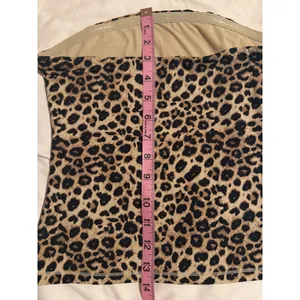 Leopard Print Tube Top Strapless Animal Pattern Stretch‎ Bodice Tan Brown Black thumbnail 7