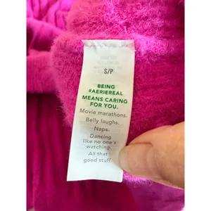 Aerie‎ Soft Buttercream Ribbed Knit Oversized Sweater Cosmic Pink Size S thumbnail 4