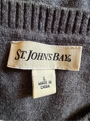 St. John's Bay Argyle Women's Gray Sweater Size L thumbnail 3