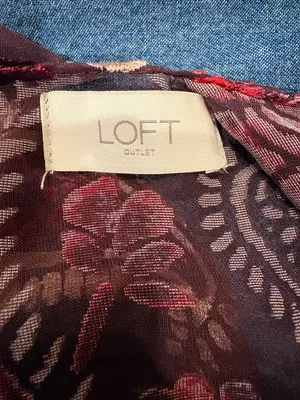 Loft Burnout Velvet Paisley Floral Sheer Kimono top maroon one size boho thumbnail 4