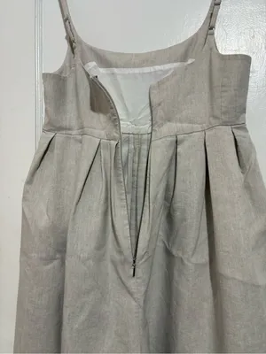 Rebecca Taylor Linen Square-Neck Pleated Romper Size 8 Color Rye thumbnail 10
